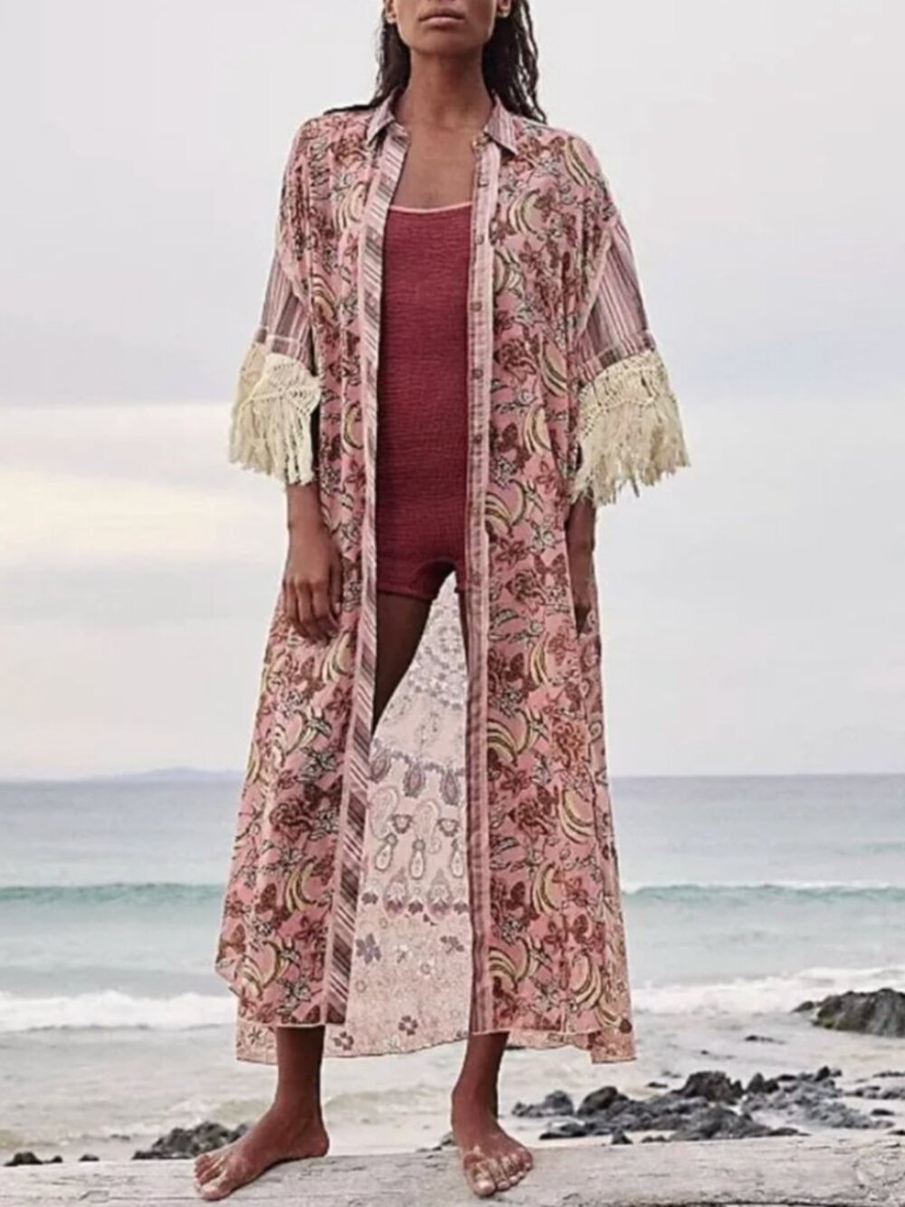Intimately Free People	| Watching Waves Maxi Shirt Swim Coverup Oversized | XS